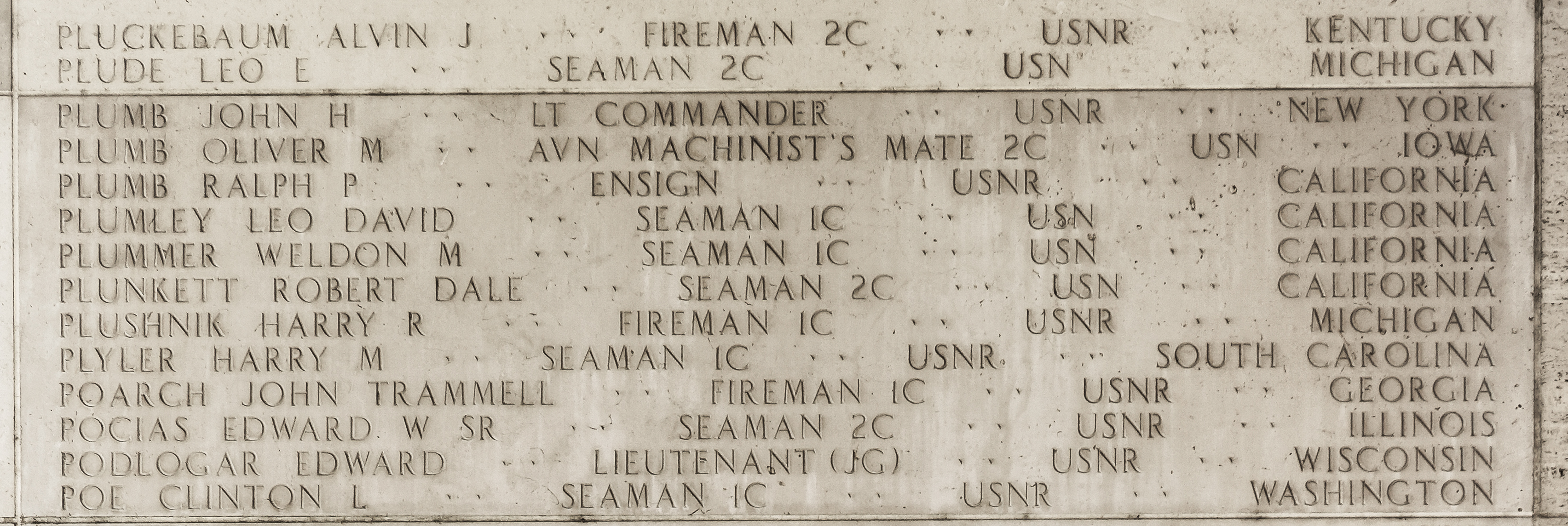 Weldon M. Plummer, Seaman First Class